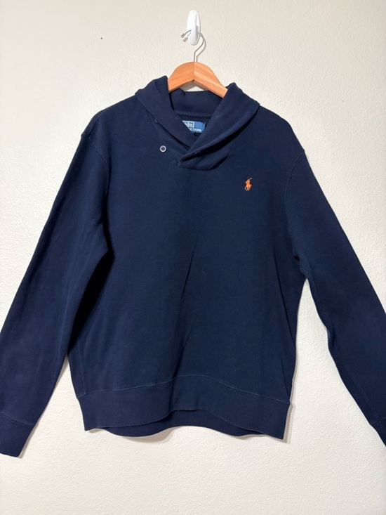 Polo Ralph Lauren Other - Polo Ralph Lauren Navy Shawl-Collar Sweater‎ with Orange Pony Logo XL Very Soft